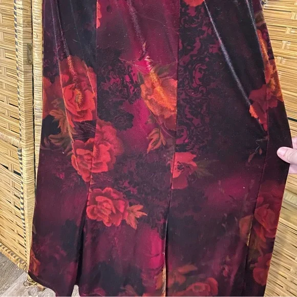 Vintage velvet floral Skirt Phoebe Buffet Y2K - Picture 4 of 6